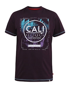 D555 Nova Cali Surf bedrucktes T-Shirt mit Rundhalsausschnitt Pflaume